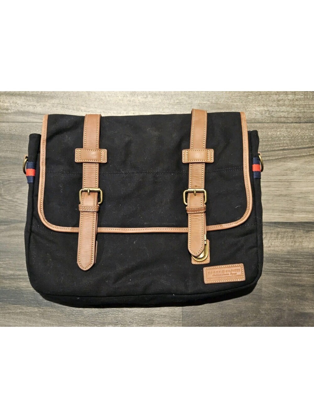 Tommy Hilfiger Classic Black Canvas Flap Over Messenger Bag Wilsons Leather